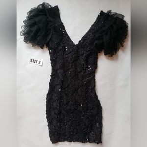 H&M puff sleeve mini sequin dress